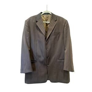 Vintage Brown Pinstripe Blazer Wool Tailored Mens Sport Coat Old School